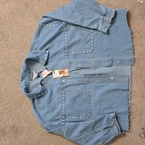 Sincerely Jules L Denim Jaccket Cropped 3/4 Sleeves
